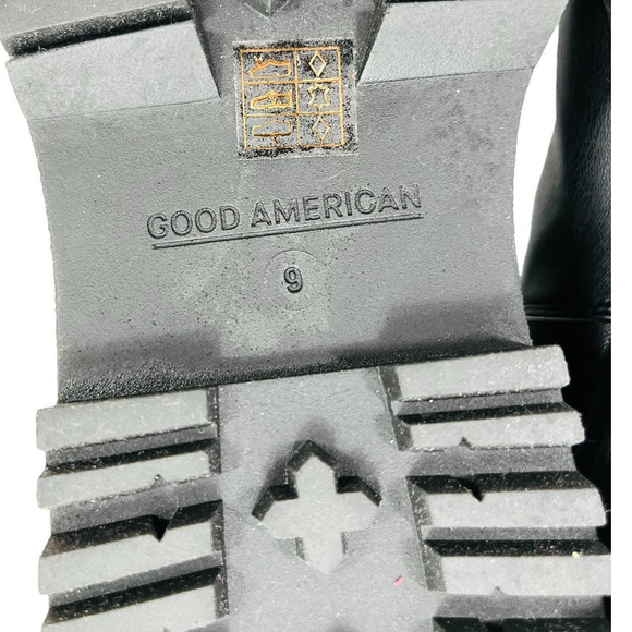 Good American NEW Faux Leather Pull-On Platform Lug-Sole Chelsea Boots Black 9 - Picture 14 of 15